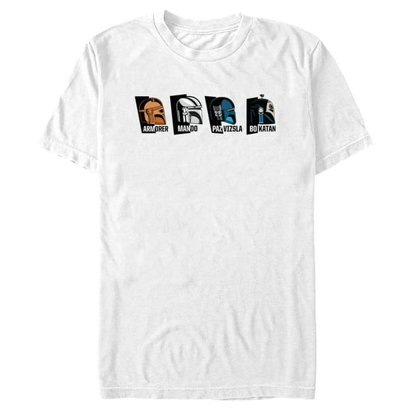 Men's Star Wars: The Mandalorian Character Helmets Graphic Tee White Small