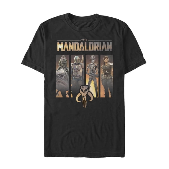 Men's Star Wars: The Mandalorian Character Panel Graphic Tee Black 2X Large