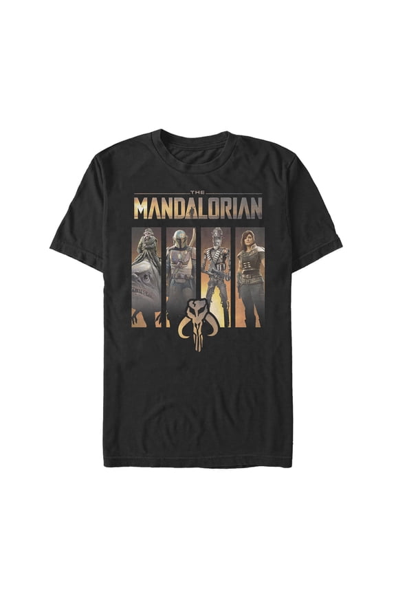 Men's Star Wars: The Mandalorian Character Panel Graphic Tee Black 2X Large