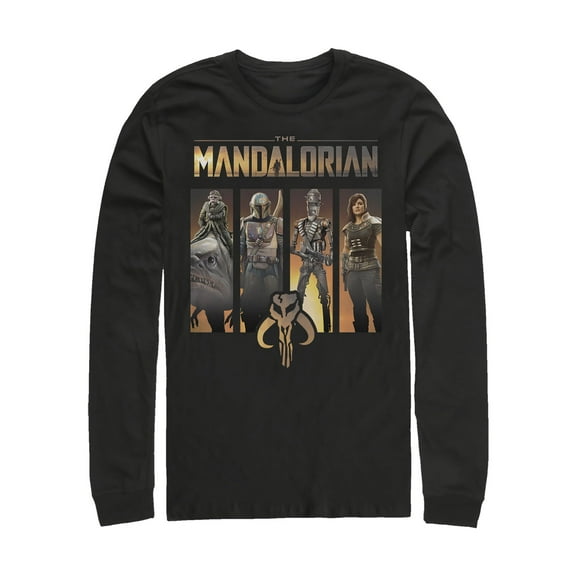 Men's Star Wars: The Mandalorian Character Panel  Long Sleeve Shirt Black X Large