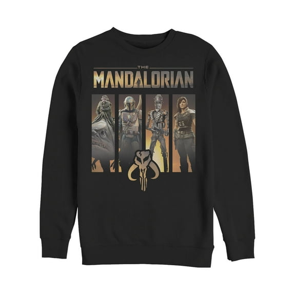 Men's Star Wars: The Mandalorian Character Panel Sweatshirt Black X Large