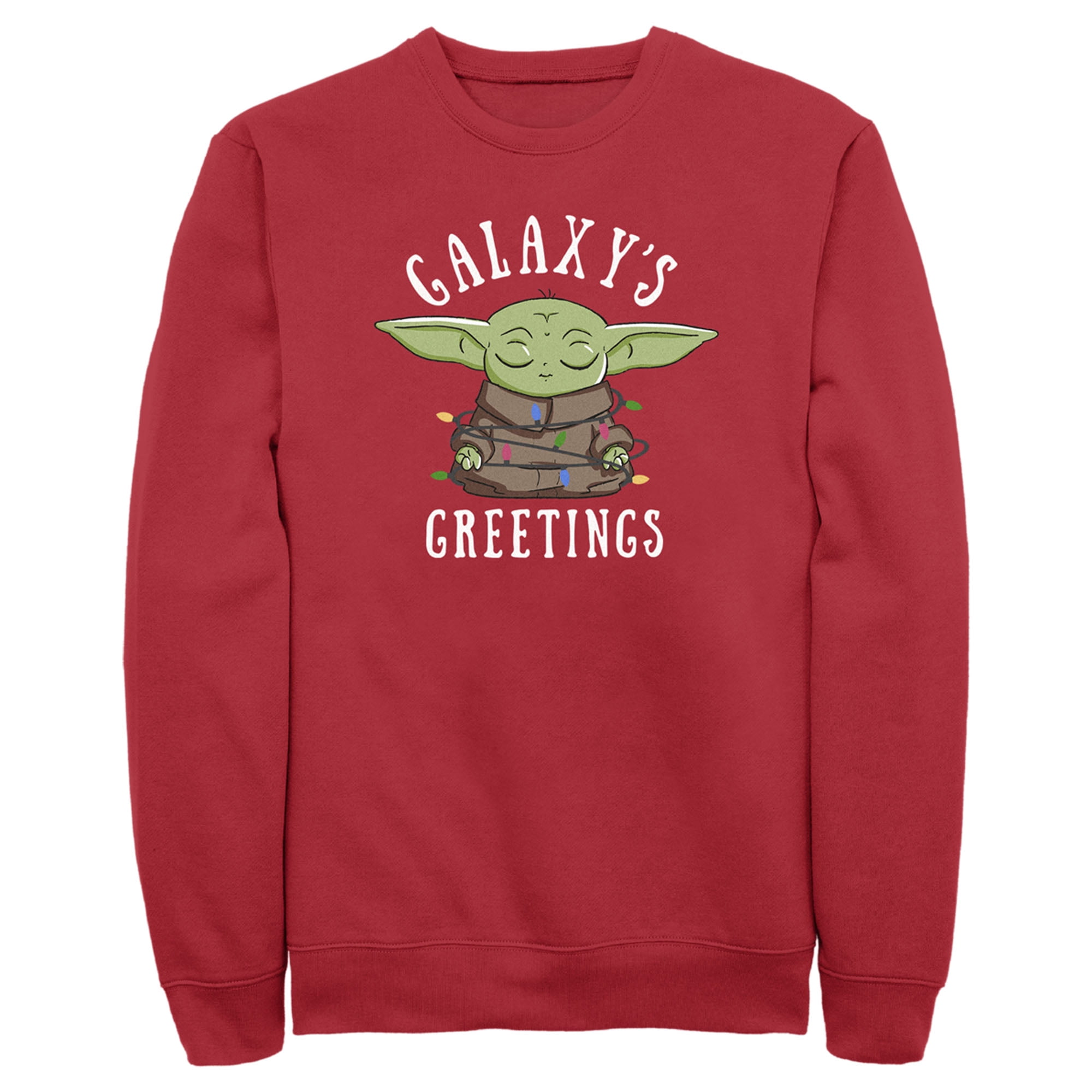 Men s Star Wars The Mandalorian Christmas Grogu Galaxy s Greetings Sweatshirt Red X Large Walmart