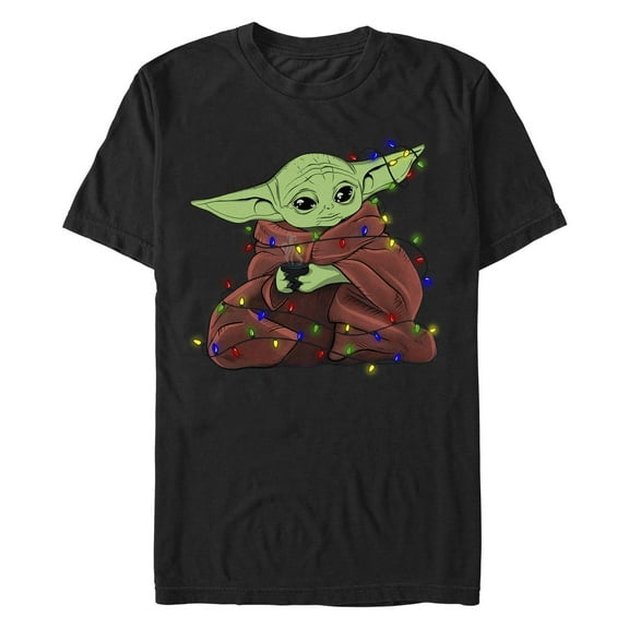 Men's Star Wars: The Mandalorian Christmas Lights Grogu  Graphic T-Shirt