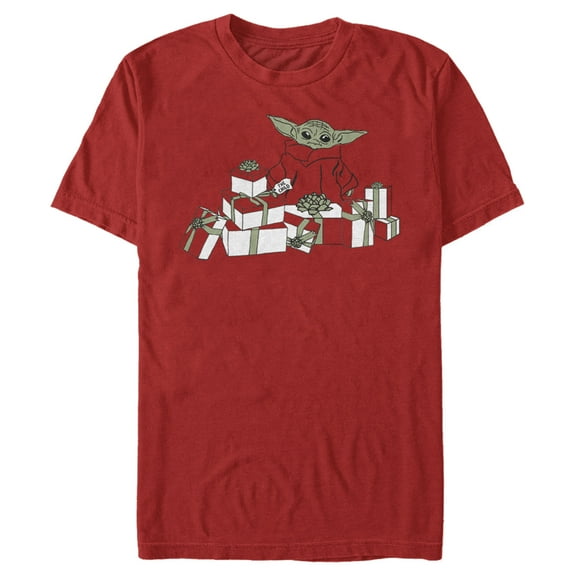 Men's Star Wars: The Mandalorian Christmas The Child Gifts Galore  Graphic Tee Red Small