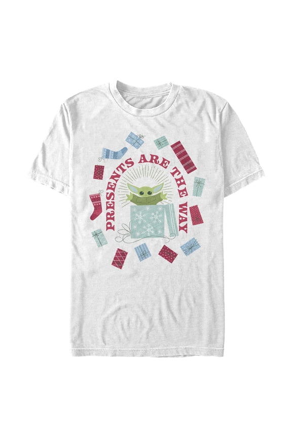 Men's Star Wars: The Mandalorian Christmas The Child Presents Are The Way  Graphic Tee White Large