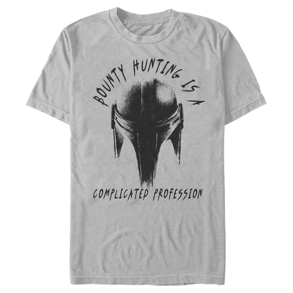 Men's Star Wars: The Mandalorian Complicated Profession Graphic Tee Silver Large