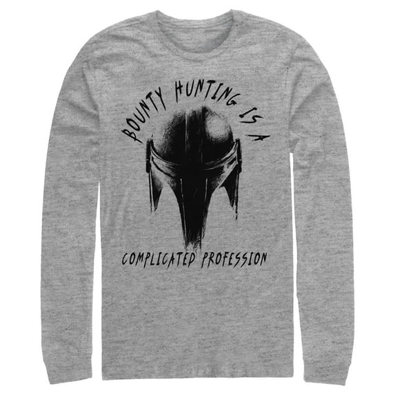 Men's Star Wars: The Mandalorian Complicated Profession Long Sleeve Shirt Athletic Heather 2X Large