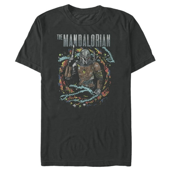 Men's Star Wars: The Mandalorian Cosmic Mando Graphic Tee Black X Large