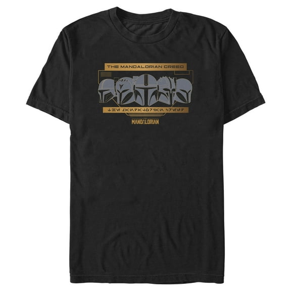 Men's Star Wars: The Mandalorian Creed Stylized Helmets  Graphic Tee Black Small
