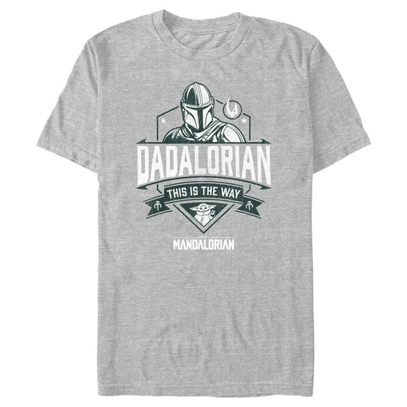 Men's Star Wars: The Mandalorian Dadalorian This Is the Way Crest  Graphic Tee Athletic Heather Large