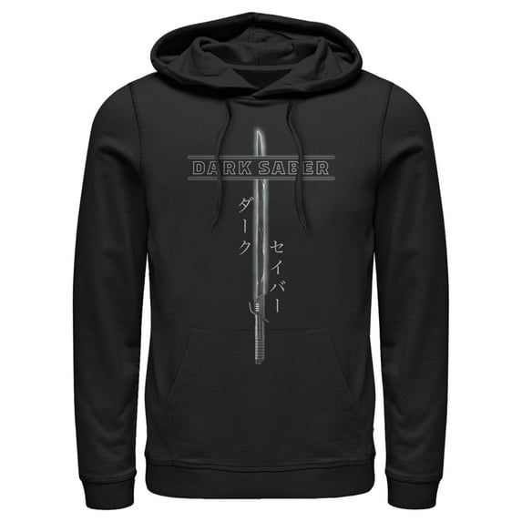 Men's Star Wars: The Mandalorian Darksaber Katakana Pull Over Hoodie Black 3X Large