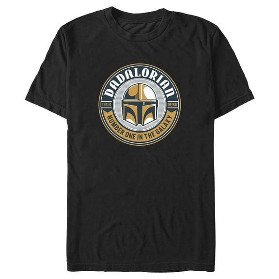 Men's Star Wars: The Mandalorian Din Djarin Dadalorian Number One in the Galaxy Sticker Graphic Tee Black / 1 Small