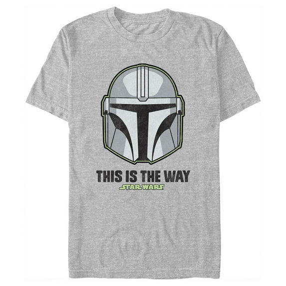 Men's Star Wars: The Mandalorian Din Djarin Distressed Helmet Graphic Tee Athletic Heather X Large