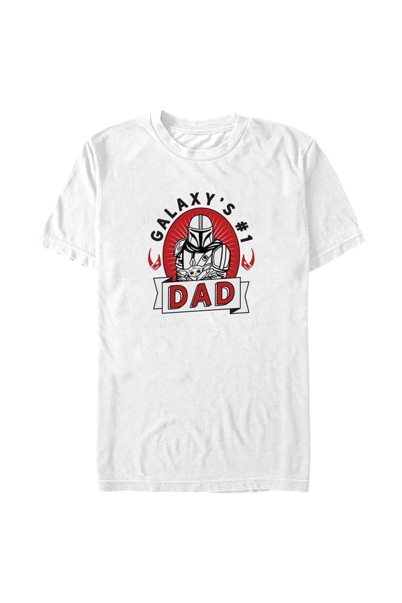 Men's Star Wars: The Mandalorian Din Djarin Galaxy's #1 Dad Tattoo Graphic Tee White Large