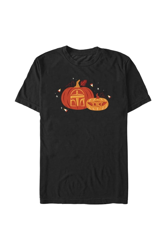 Men's Star Wars: The Mandalorian Din Djarin Grogu Pumpkins Graphic T-Shirt