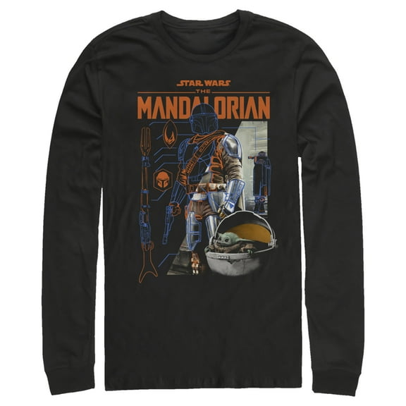 Men's Star Wars: The Mandalorian Din Djarin Schematics  Long Sleeve Shirt Black X Large