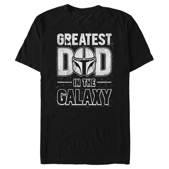 Men's Star Wars: The Mandalorian Distressed Greatest Dad in the Galaxy Graphic Tee Black Large
