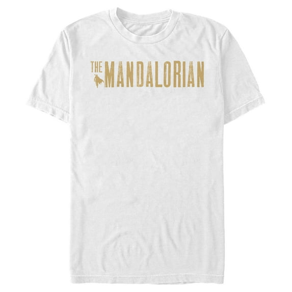 Men's Star Wars: The Mandalorian Distressed Logo Graphic Tee White 2X Large