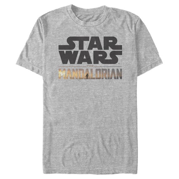 Men's Star Wars: The Mandalorian Double Logo Graphic Tee Athletic Heather X Large