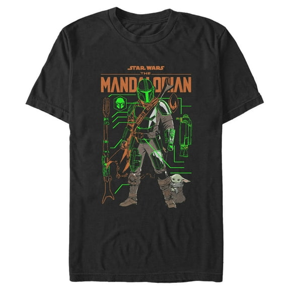Men's Star Wars: The Mandalorian Duo Schematics  Graphic Tee Black Large