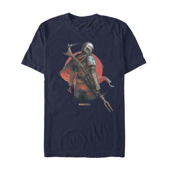 Men's Star Wars: The Mandalorian Dusty Sunset  Graphic Tee Navy Blue 2X Large