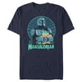 thumbnail image 1 of Men's Star Wars: The Mandalorian Father's Day Mando and Grogu Retro Logo Graphic Tee Navy Blue Large, 1 of 5