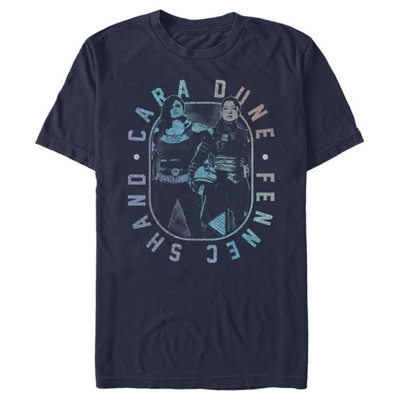Men's Star Wars: The Mandalorian Female Mercenaries Gradient Graphic Tee Navy Blue Large