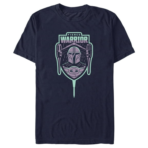 Men's Star Wars: The Mandalorian Fierce Warrior Graphic Tee Navy Blue X Large