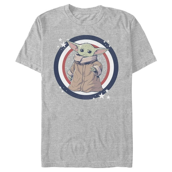 Men's Star Wars: The Mandalorian Fourth of July Grogu Circle  Graphic Tee Athletic Heather 2X Large
