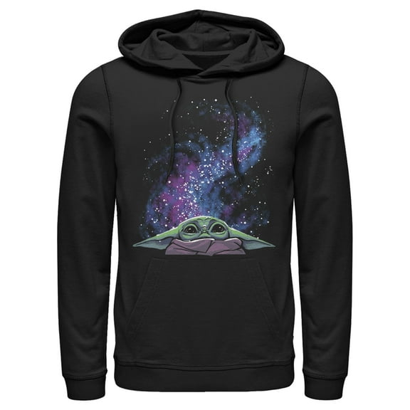 Men's Star Wars: The Mandalorian Galaxy Grogu Pull Over Hoodie Black 2X Large