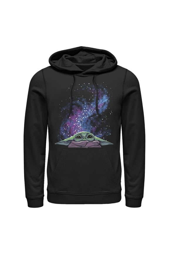 Men's Star Wars: The Mandalorian Galaxy Grogu Pull Over Hoodie Black 3X Large