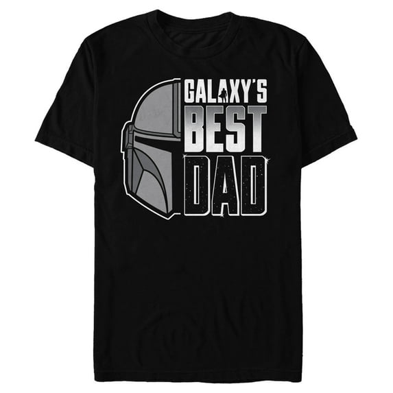 Men's Star Wars: The Mandalorian Galaxy's Best Dad Din Djarin Helmet Graphic Tee Black 2X Large