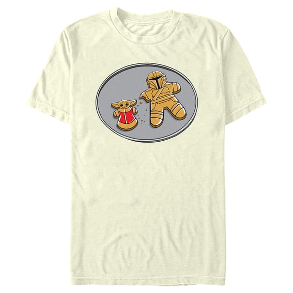 Men's Star Wars: The Mandalorian Gingerbread Cookies Mando Grogu Graphic Tee Beige 3X Large