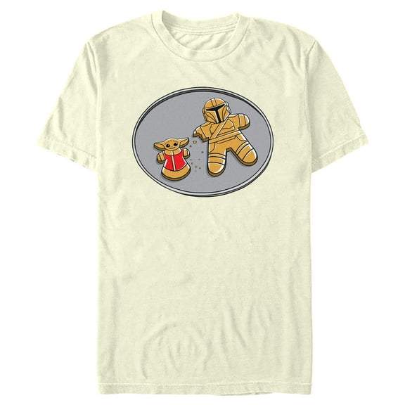 Men's Star Wars: The Mandalorian Gingerbread Cookies Mando Grogu  Graphic Tee Beige Large