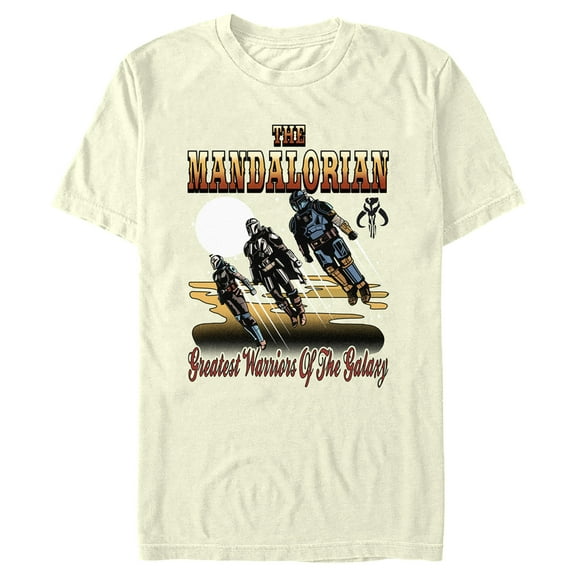 Men's Star Wars: The Mandalorian Greatest Warriors of the Galaxy Poster  Graphic Tee Beige Large