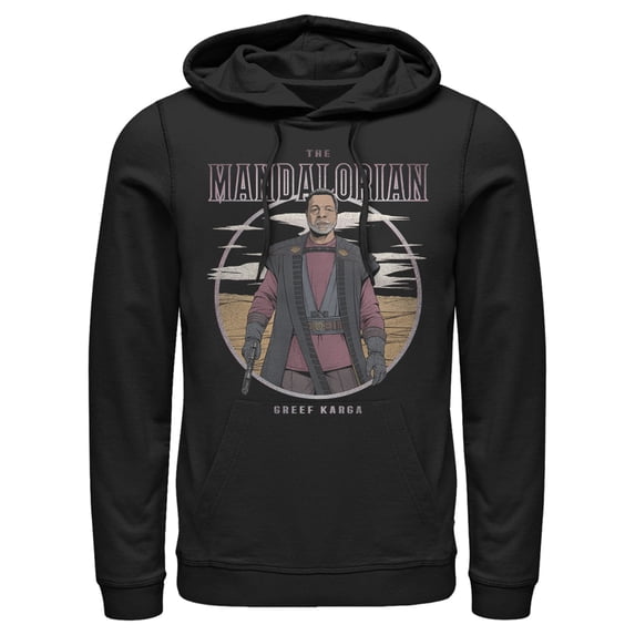 Men's Star Wars: The Mandalorian Greef Karga Portrait Pull Over Hoodie Black Large