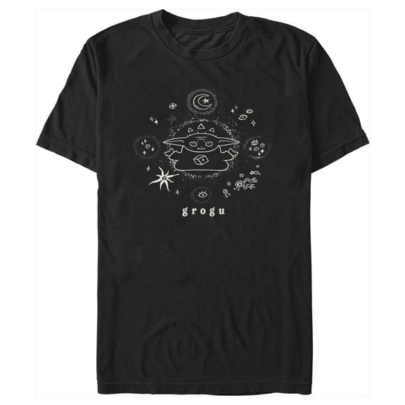 Men's Star Wars: The Mandalorian Grogu Celestial Symbols  Graphic Tee Black 2X Large