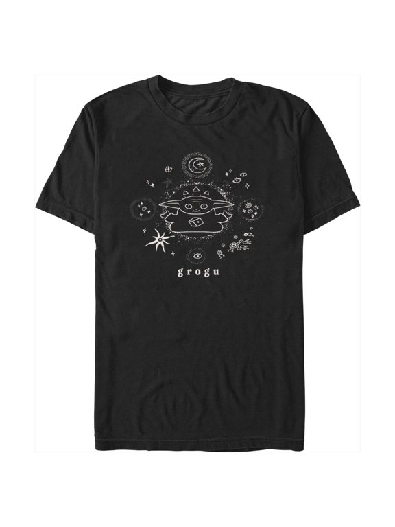 Men's Star Wars: The Mandalorian Grogu Celestial Symbols Graphic Tee Black Large