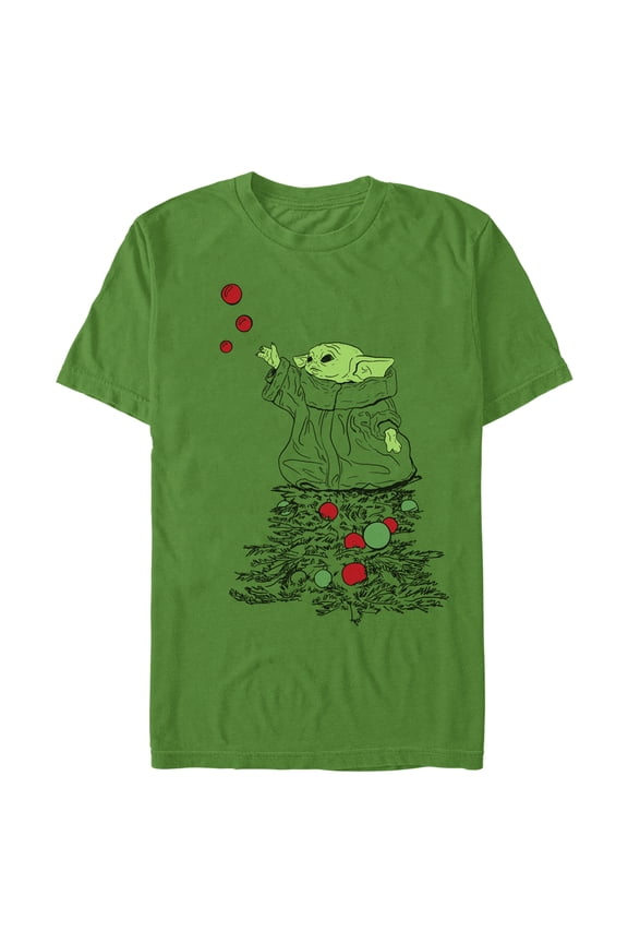 Men's Star Wars: The Mandalorian Grogu Christmas Tree Ornaments  Graphic Tee Kelly Green X Large