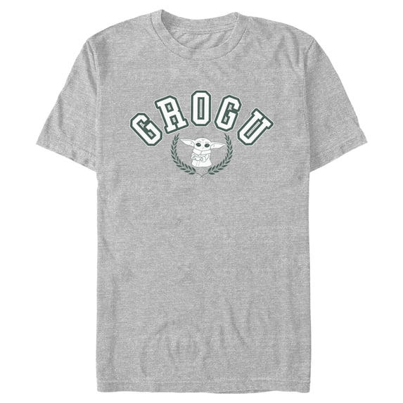 Men's Star Wars: The Mandalorian Grogu Collegiate Logo Graphic Tee Athletic Heather 3X Large