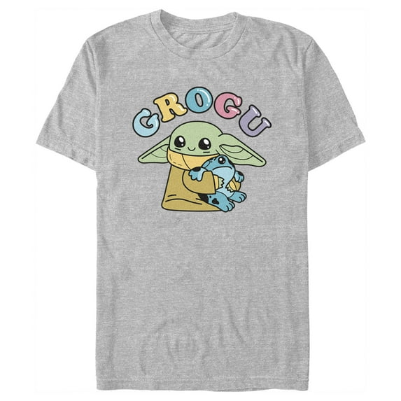 Men's Star Wars: The Mandalorian Grogu Cute Frog Graphic Tee Athletic Heather Large