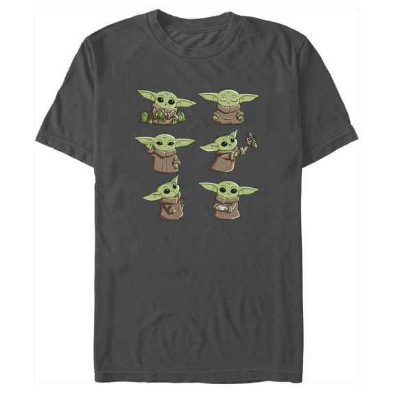 Men's Star Wars: The Mandalorian Grogu Cute Poses Graphic Tee Charcoal 3X Large