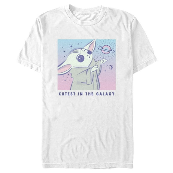 Men's Star Wars: The Mandalorian Grogu Cutest in the Galaxy Celestial Sketch  Graphic Tee White 2X Large