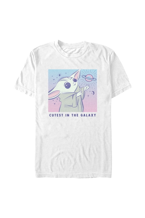 Men's Star Wars: The Mandalorian Grogu Cutest in the Galaxy Celestial Sketch Graphic Tee White 2X Large