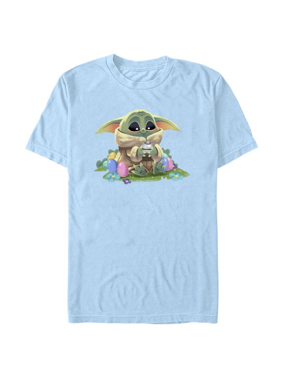 Men's Star Wars: The Mandalorian Grogu Easter Egg Collector Graphic Tee Light Blue Large