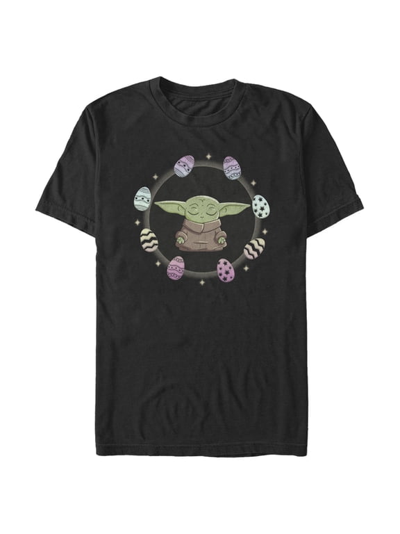 Men's Star Wars: The Mandalorian Grogu Easter Egging Around Graphic Tee Black Medium