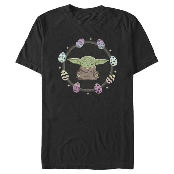 Men's Star Wars: The Mandalorian Grogu Easter Egging Around Graphic Tee Black X Large