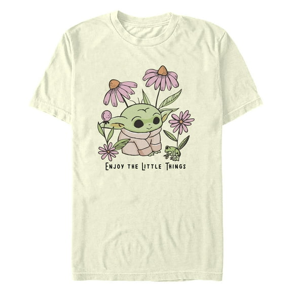 Men's Star Wars: The Mandalorian Grogu Enjoy the Little Things Frog  Graphic Tee Beige 2X Large