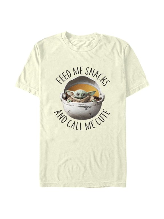 Men's Star Wars: The Mandalorian Grogu Feed Me Snacks and Call Me Cute Graphic Tee Beige X Large