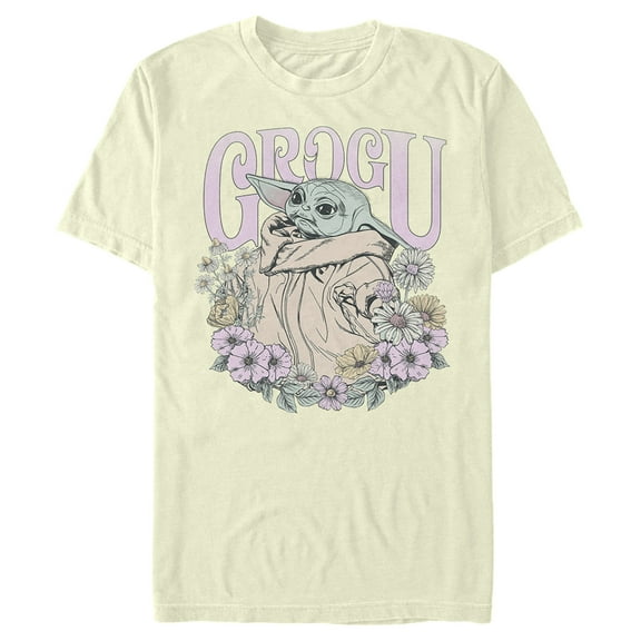 Men's Star Wars: The Mandalorian Grogu Flower Child  Graphic Tee Beige Medium